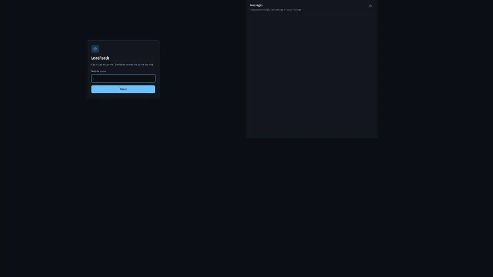Page complète de LeadReach, du haut vers le bas