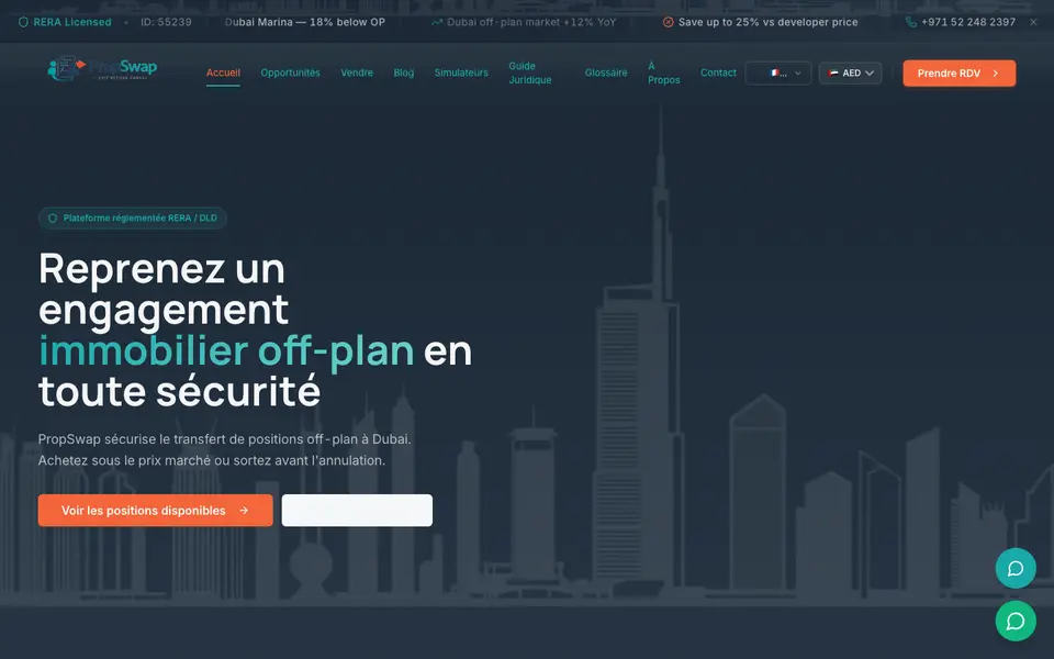 Page d'accueil de PropSwap