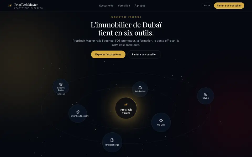 Page d'accueil de PropTech Master