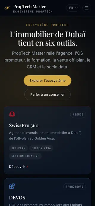 Affichage mobile de PropTech Master