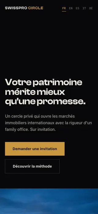 Affichage mobile de SwissPro Circle