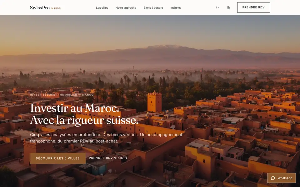 Home page of SwissPro Maroc